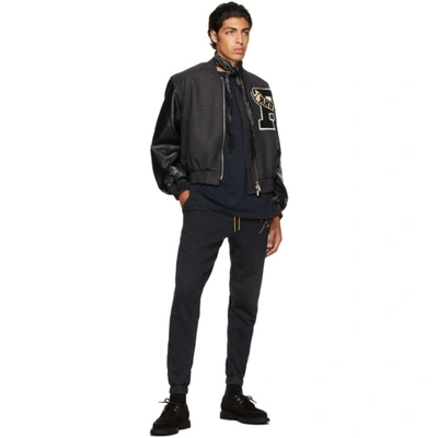Shop Rhude Black Wool Uniform Varsity Bomber Jacket In Black0372