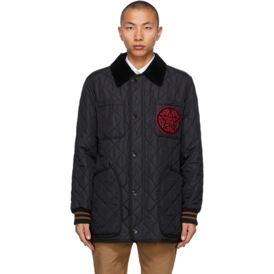 Shop Burberry Black Quilted Langley Jacket