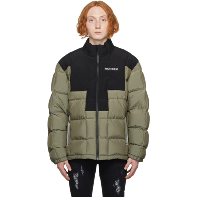 Marcelo Burlon County Of Milan Marcelo Burlon Cross Two-tone Down Jacket In Army/black