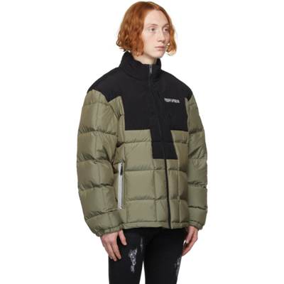 Marcelo Burlon County Of Milan Marcelo Burlon Cross Two-tone Down Jacket In Army/black
