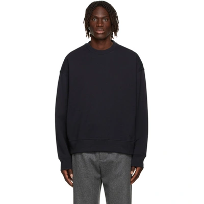 Shop Jil Sander Navy French Terry Sweatshirt In 401 Dark Blue