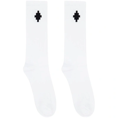 Shop Marcelo Burlon County Of Milan White Cross Socks In White/black