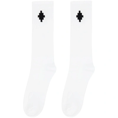 Shop Marcelo Burlon County Of Milan White Cross Socks In White/black