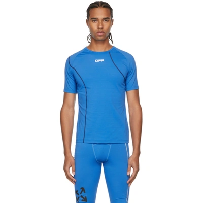 Shop Off-white Blue Active Logo Compression T-shirt In Blue/white