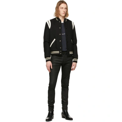 Saint Laurent Teddy Jacket In Wool In Black