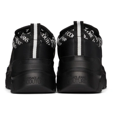 Shop Versace Jeans Couture Black Speedtrack Logo Sneakers In E899 Nero