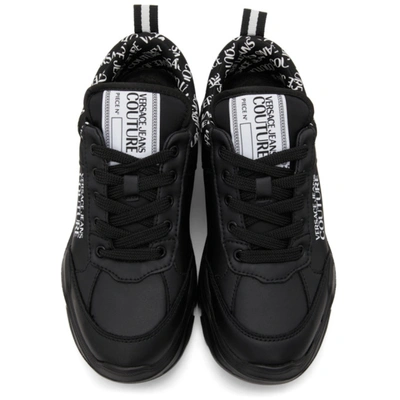 Shop Versace Jeans Couture Black Speedtrack Logo Sneakers In E899 Nero