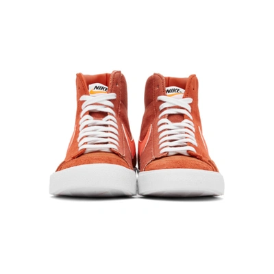 Shop Nike Orange & White Suede Blazer Mid '77 Sneakers In 800 Mantra