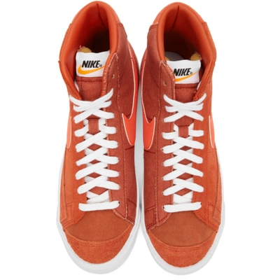 Shop Nike Orange & White Suede Blazer Mid '77 Sneakers In 800 Mantra