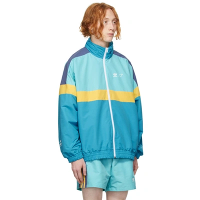 Shop Adidas X Human Made Blue Windbreaker Jacket In Light Aqua/st Fade G