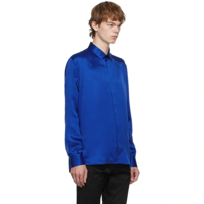 Shop Saint Laurent Blue Silk Satin Shirt In 4011 Blue