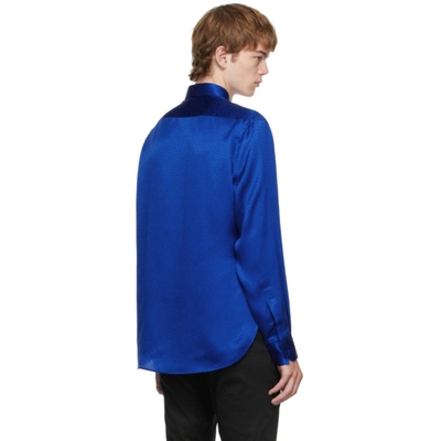 Shop Saint Laurent Blue Silk Satin Shirt In 4011 Blue