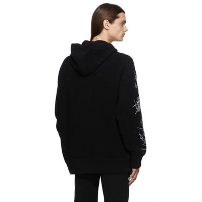 Shop Givenchy Black Bouclé Barbed Wire Zip Hoodie In 001-black