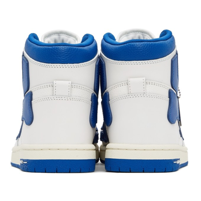 Shop Amiri White & Blue Skel Top Hi Sneakers In White/blue