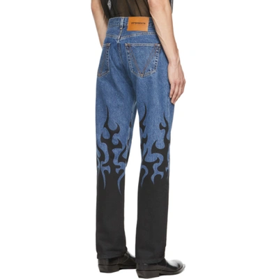 Vetements Black Fire Straight Leg Denim Jeans In Blue | ModeSens