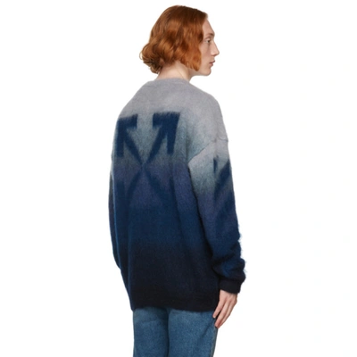 Shop Off-white Blue Diag Brushed Sweater