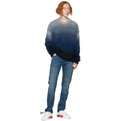 Shop Off-white Blue Diag Brushed Sweater