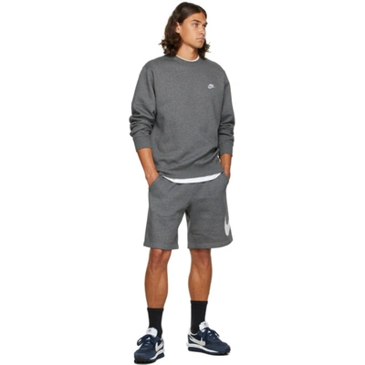 Shop Nike Grey Fleece Sportswear Club Sweatshirt In 071 Charcoa
