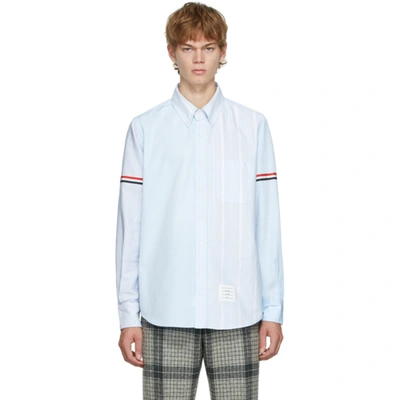 Shop Thom Browne Blue Funmix Straight Fit Armband Stripe Shirt In 480 Ltblue