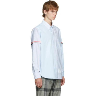 Shop Thom Browne Blue Funmix Straight Fit Armband Stripe Shirt In 480 Ltblue
