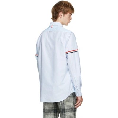 Shop Thom Browne Blue Funmix Straight Fit Armband Stripe Shirt In 480 Ltblue