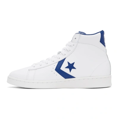 Shop Converse White ' Color' Pro Leather High Top Sneakers In White/rush Blue/whit