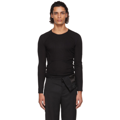 Shop Dion Lee Black Y-front Layered Long Sleeve T-shirt