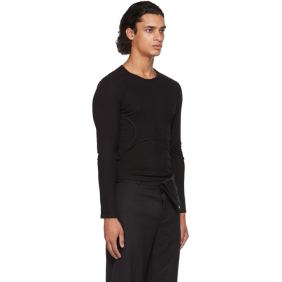 Shop Dion Lee Black Y-front Layered Long Sleeve T-shirt