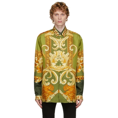 Shop Versace Green Silk Medusa Renaissance Shirt In 5g090 Green