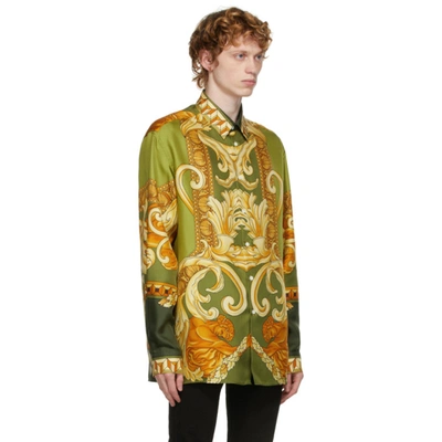 Shop Versace Green Silk Medusa Renaissance Shirt In 5g090 Green