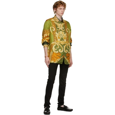 Shop Versace Green Silk Medusa Renaissance Shirt In 5g090 Green