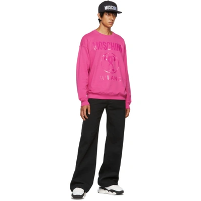 Shop Moschino Pink Monotone Double Question Mark Sweatshirt In J0235 Violet