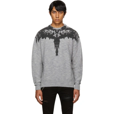 Shop Marcelo Burlon County Of Milan Grey Tempura Wings Sweater