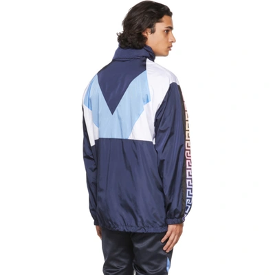 Shop Versace Blue Nylon Logo Jacket In 6u370 Blue