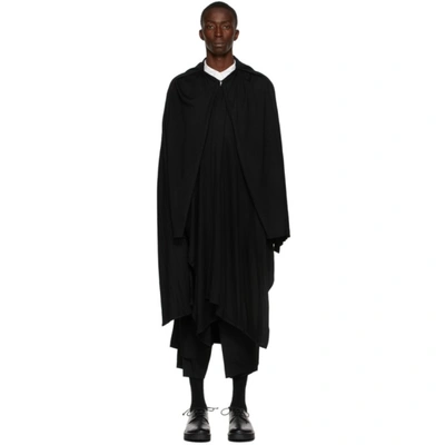 Yohji Yamamoto Black Wool Wrap Cape Coat | ModeSens