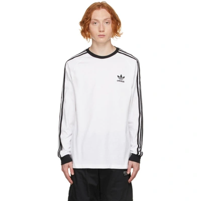 Shop Adidas Originals White Adicolor Classics 3-stripes Long Sleeve T-shirt