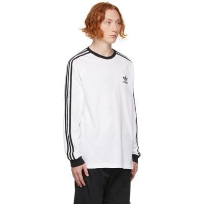 Shop Adidas Originals White Adicolor Classics 3-stripes Long Sleeve T-shirt