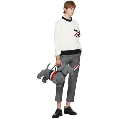 Shop Thom Browne Off-white Rwb & 4-bar Stripe Sweater In 100 White