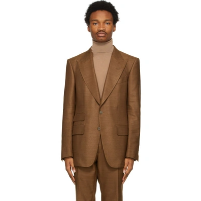 Shop Tom Ford Brown Silk Shelton Blazer In 915r18 Brow