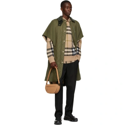 Shop Burberry Green Quilted Panel Cape In Dark Fern Green