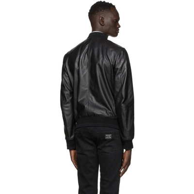 Shop Dolce & Gabbana Black Leather Bomber Jacket In N0000 Nero