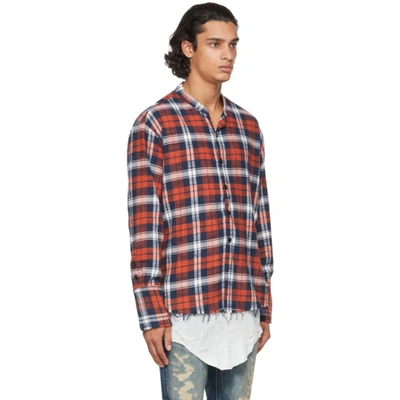 Shop Greg Lauren Red Plaid Classic Studio Shirt In Navy/red