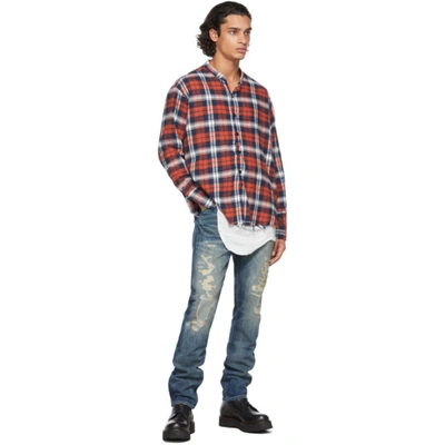 Shop Greg Lauren Red Plaid Classic Studio Shirt In Navy/red