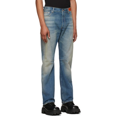 Shop Heron Preston Blue Hammer Holder Jeans
