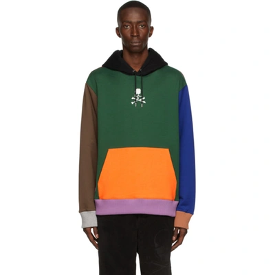 Shop Mastermind Japan Multicolor Paneled Hoodie In Mix ( Front D.green