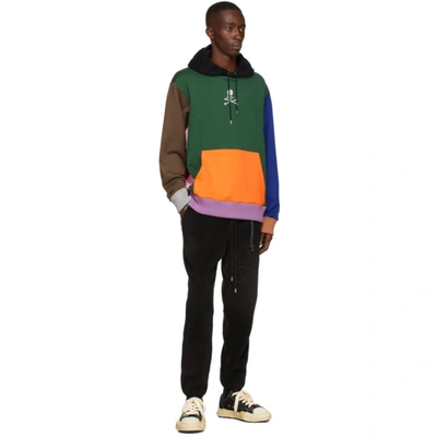 Shop Mastermind Japan Multicolor Paneled Hoodie In Mix ( Front D.green
