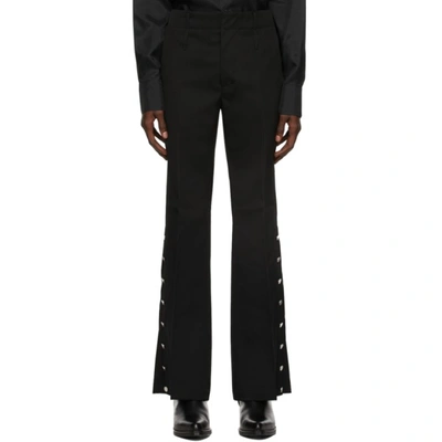 Black Wool Flared Trousers