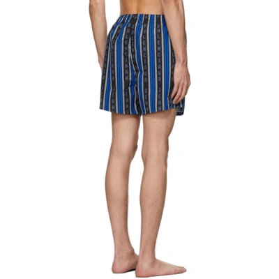 Shop Balenciaga Black & Blue Logo Swim Shorts In 4360 Royal/black