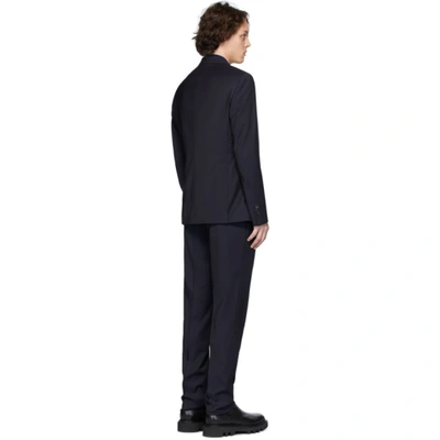 Shop Etro Navy Wool Houndstooth Suit In 200 Navy