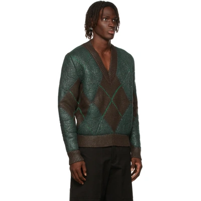 Shop Bottega Veneta Brown & Green Coated Argyle Sweater In 2183 Cocoa/billi/nep
